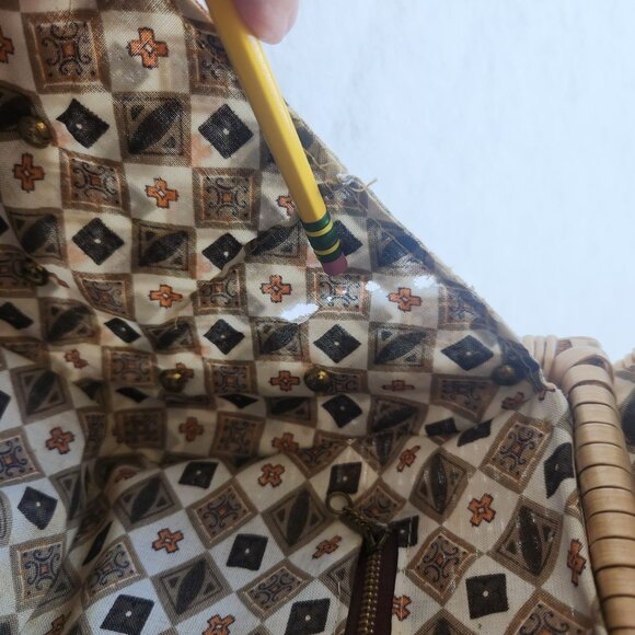 Vintage 1960's Woven Plastic Wicker Handbag Purse Leather Retro Cottagecore Cute - Picture 14 of 16